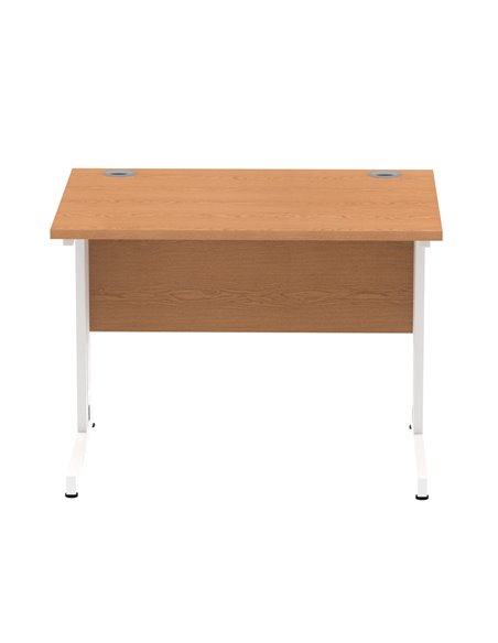 Dynamic Impulse 1000 x 800mm Straight Office Desk Oak Top White Cable Managed Leg MI002722 - pic 77034 | FastDaddyshop
