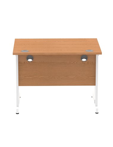 Dynamic Impulse 1000 x 800mm Straight Office Desk Oak Top White Cable Managed Leg MI002722