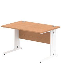 Dynamic Impulse 1200 x 800mm Straight Office Desk Oak Top White Cable Managed Leg MI002723