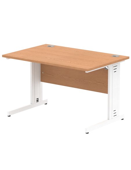 Dynamic Impulse 1200 x 800mm Straight Office Desk Oak Top White Cable Managed Leg MI002723 - pic 77041 | FastDaddyshop