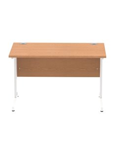 Dynamic Impulse 1200 x 800mm Straight Office Desk Oak Top White Cable Managed Leg MI002723 2