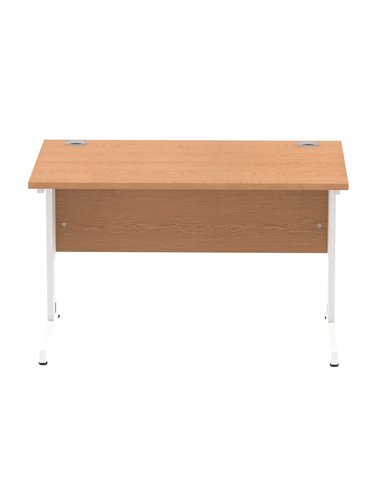 Dynamic Impulse 1200 x 800mm Straight Office Desk Oak Top White Cable Managed Leg MI002723