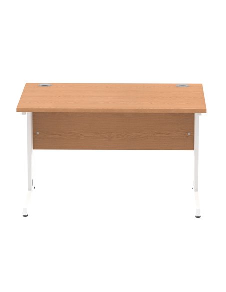 Dynamic Impulse 1200 x 800mm Straight Office Desk Oak Top White Cable Managed Leg MI002723 - pic 77042 | FastDaddyshop