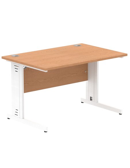 Dynamic Impulse 1200 x 800mm Straight Office Desk Oak Top White Cable Managed Leg MI002723 - pic 77043 | FastDaddyshop