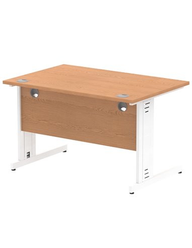 Dynamic Impulse 1200 x 800mm Straight Office Desk Oak Top White Cable Managed Leg MI002723