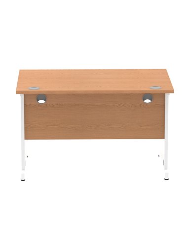Dynamic Impulse 1200 x 800mm Straight Office Desk Oak Top White Cable Managed Leg MI002723