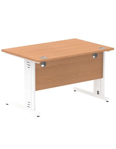 Dynamic Impulse 1200 x 800mm Straight Office Desk Oak Top White Cable Managed Leg MI002723