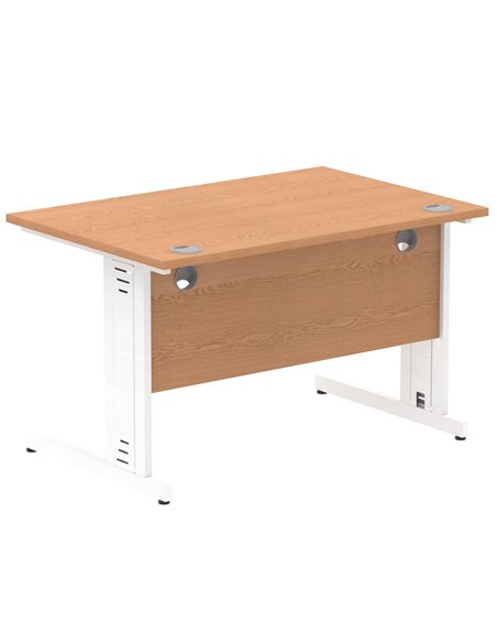 Dynamic Impulse 1200 x 800mm Straight Office Desk Oak Top White Cable Managed Leg MI002723 - pic 77047 | FastDaddyshop