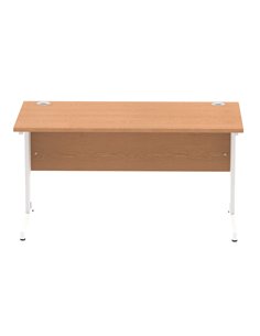 Dynamic Impulse 1400 x 800mm Straight Office Desk Oak Top White Cable Managed Leg MI002724 2