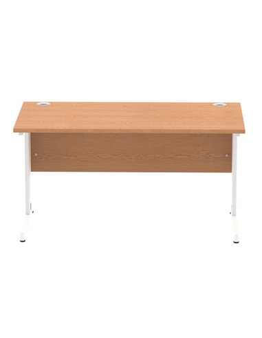 Dynamic Impulse 1400 x 800mm Straight Office Desk Oak Top White Cable Managed Leg MI002724