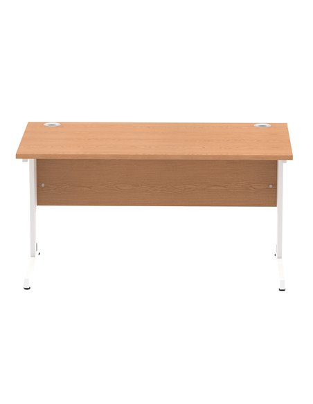 Dynamic Impulse 1400 x 800mm Straight Office Desk Oak Top White Cable Managed Leg MI002724 - pic 77050 | FastDaddyshop
