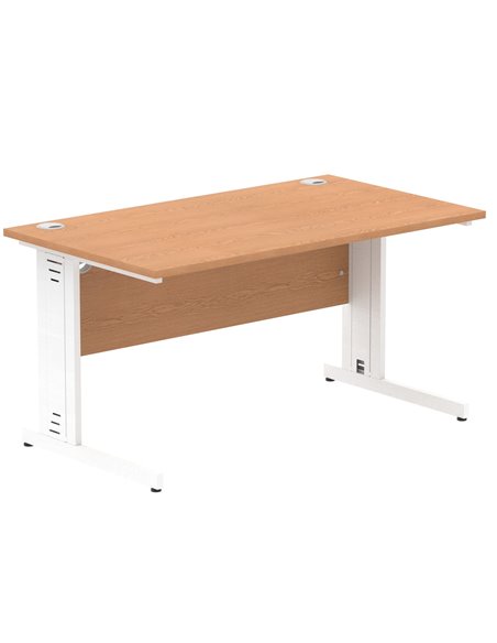 Dynamic Impulse 1400 x 800mm Straight Office Desk Oak Top White Cable Managed Leg MI002724 - pic 77051 | FastDaddyshop