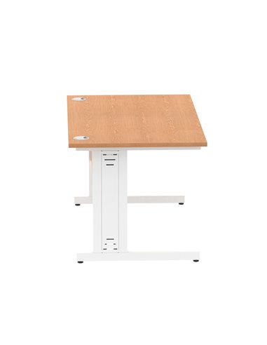 Dynamic Impulse 1400 x 800mm Straight Office Desk Oak Top White Cable Managed Leg MI002724