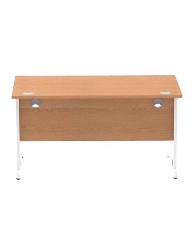 Dynamic Impulse 1400 x 800mm Straight Office Desk Oak Top White Cable Managed Leg MI002724