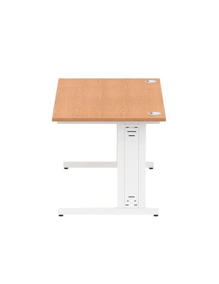 Dynamic Impulse 1400 x 800mm Straight Office Desk Oak Top White Cable Managed Leg MI002724 - pic 77056 | FastDaddyshop