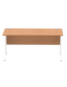 Dynamic Impulse 1600 x 800mm Straight Office Desk Oak Top White Cable Managed Leg MI002725 2