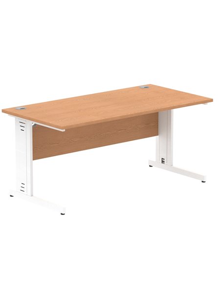 Dynamic Impulse 1600 x 800mm Straight Office Desk Oak Top White Cable Managed Leg MI002725 - pic 77059 | FastDaddyshop