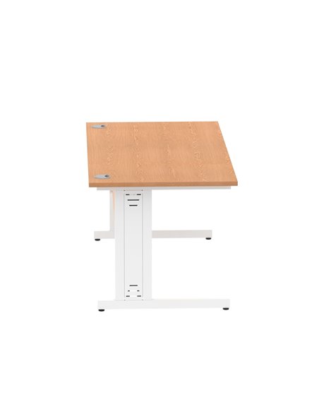Dynamic Impulse 1600 x 800mm Straight Office Desk Oak Top White Cable Managed Leg MI002725 - pic 77060 | FastDaddyshop