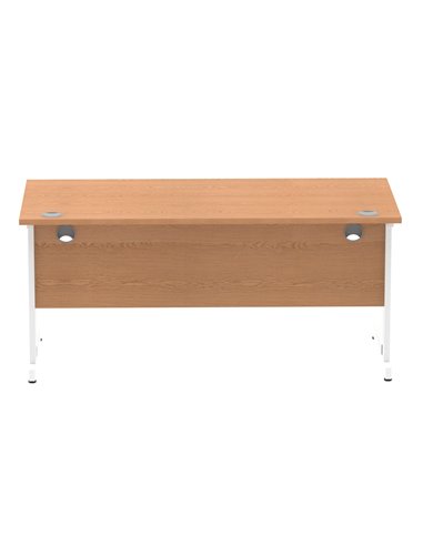 Dynamic Impulse 1600 x 800mm Straight Office Desk Oak Top White Cable Managed Leg MI002725