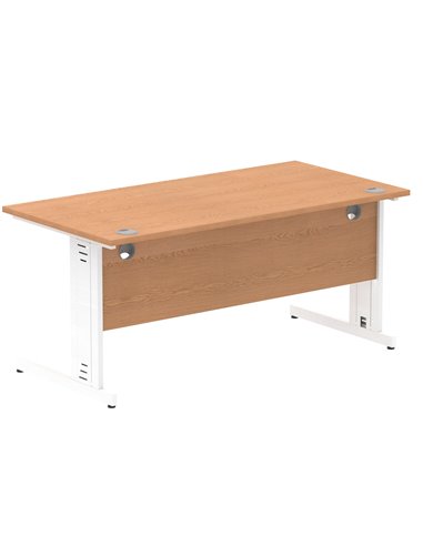 Dynamic Impulse 1600 x 800mm Straight Office Desk Oak Top White Cable Managed Leg MI002725