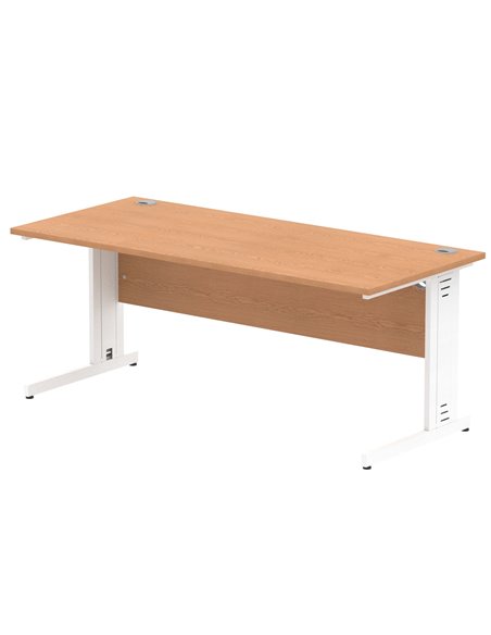 Dynamic Impulse 1800 x 800mm Straight Office Desk Oak Top White Cable Managed Leg MI002726 - pic 77065 | FastDaddyshop