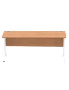 Dynamic Impulse 1800 x 800mm Straight Office Desk Oak Top White Cable Managed Leg MI002726 2