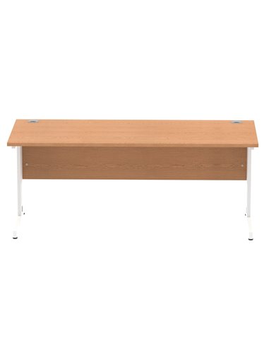 Dynamic Impulse 1800 x 800mm Straight Office Desk Oak Top White Cable Managed Leg MI002726