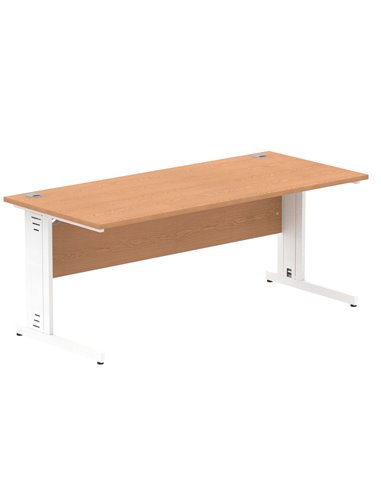 Dynamic Impulse 1800 x 800mm Straight Office Desk Oak Top White Cable Managed Leg MI002726