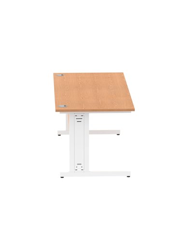 Dynamic Impulse 1800 x 800mm Straight Office Desk Oak Top White Cable Managed Leg MI002726