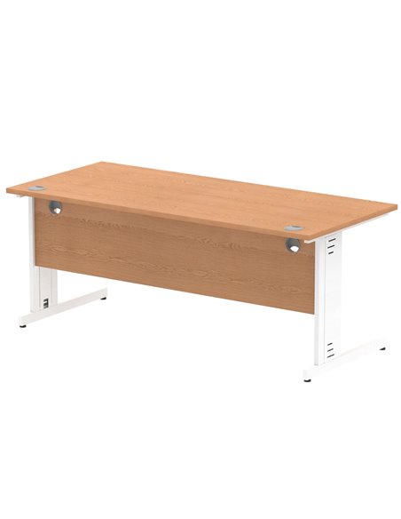 Dynamic Impulse 1800 x 800mm Straight Office Desk Oak Top White Cable Managed Leg MI002726 - pic 77069 | FastDaddyshop