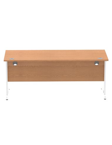Dynamic Impulse 1800 x 800mm Straight Office Desk Oak Top White Cable Managed Leg MI002726