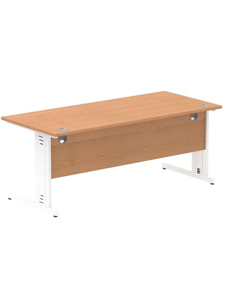 Dynamic Impulse 1800 x 800mm Straight Office Desk Oak Top White Cable Managed Leg MI002726 - pic 77071 | FastDaddyshop