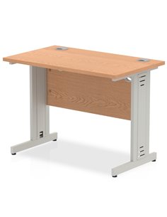 Dynamic Impulse 1000 x 600mm Straight Office Desk Oak Top Silver Cable Managed Leg MI002727