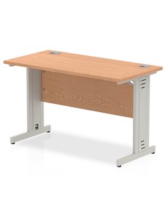 Dynamic Impulse 1200 x 600mm Straight Office Desk Oak Top Silver Cable Managed Leg MI002728