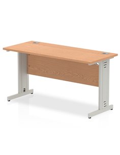 Dynamic Impulse 1400 x 600mm Straight Office Desk Oak Top Silver Cable Managed Leg MI002729