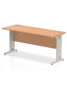 Dynamic Impulse 1600 x 600mm Straight Office Desk Oak Top Silver Cable Managed Leg MI002730