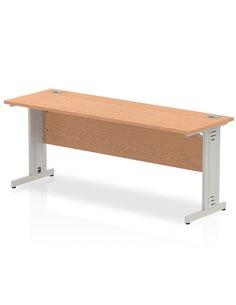 Dynamic Impulse 1800 x 600mm Straight Office Desk Oak Top Silver Cable Managed Leg MI002731
