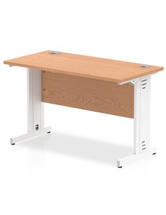Dynamic Impulse 1200 x 600mm Straight Office Desk Oak Top White Cable Managed Leg MI002733
