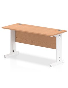 Dynamic Impulse 1400 x 600mm Straight Office Desk Oak Top White Cable Managed Leg MI002734