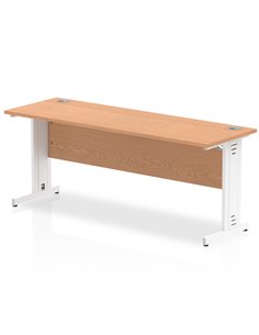 Dynamic Impulse 1800 x 600mm Straight Office Desk Oak Top White Cable Managed Leg MI002736