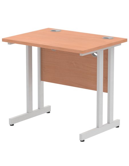 Dynamic Impulse 800 x 600mm Straight Office Desk Beech Top Silver Cantilever Leg MI002884 - pic 77083 | FastDaddyshop