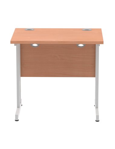 Dynamic Impulse 800 x 600mm Straight Office Desk Beech Top Silver Cantilever Leg MI002884