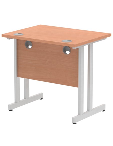 Dynamic Impulse 800 x 600mm Straight Office Desk Beech Top Silver Cantilever Leg MI002884 - pic 77087 | FastDaddyshop