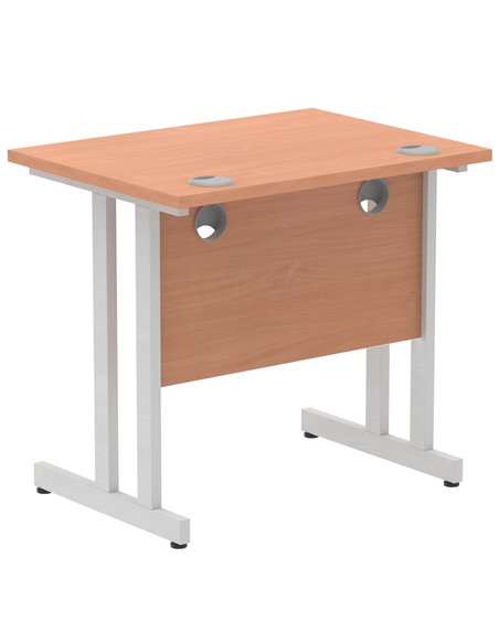 Dynamic Impulse 800 x 600mm Straight Office Desk Beech Top Silver Cantilever Leg MI002884 - pic 77089 | FastDaddyshop