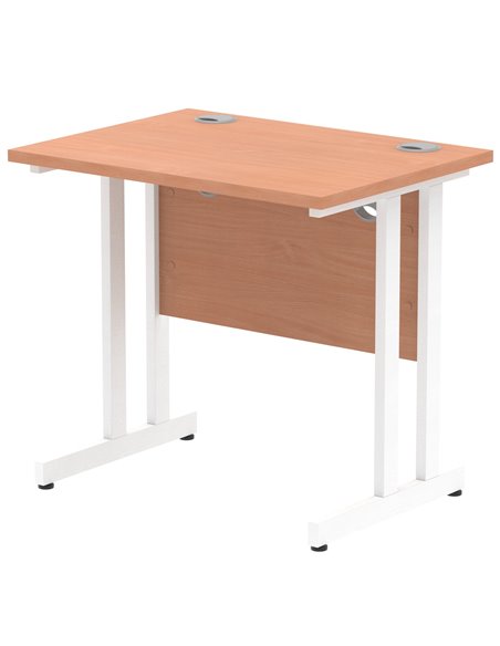 Dynamic Impulse 800 x 600mm Straight Office Desk Beech Top White Cantilever Leg MI002885 - pic 77091 | FastDaddyshop