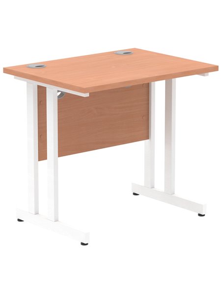 Dynamic Impulse 800 x 600mm Straight Office Desk Beech Top White Cantilever Leg MI002885 - pic 77093 | FastDaddyshop