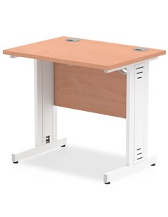 Dynamic Impulse 800 x 600mm Straight Office Desk Beech Top White Cable Managed Leg MI002888