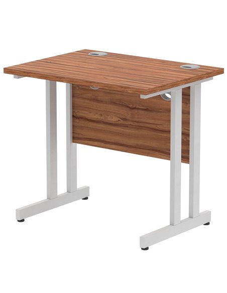 Dynamic Impulse 800 x 600mm Straight Office Desk Walnut Top Silver Cantilever Leg MI002889 - pic 77102 | FastDaddyshop