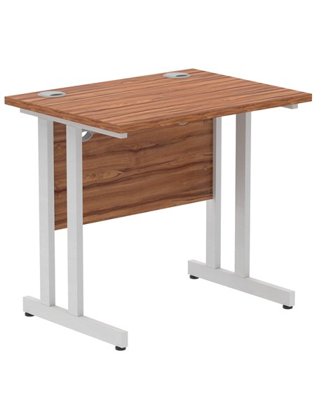 Dynamic Impulse 800 x 600mm Straight Office Desk Walnut Top Silver Cantilever Leg MI002889 - pic 77104 | FastDaddyshop