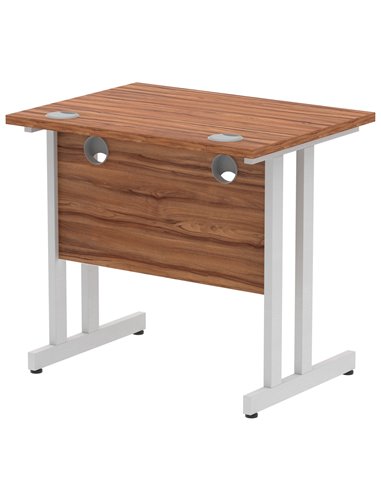Dynamic Impulse 800 x 600mm Straight Office Desk Walnut Top Silver Cantilever Leg MI002889
